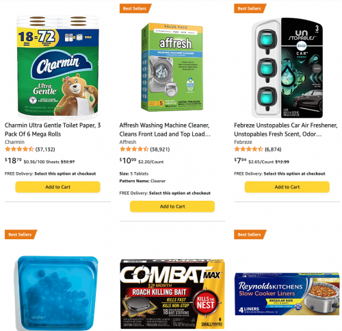 Amazon日用品满$50立减$15! 卫生纸,垃圾袋,洗碗球